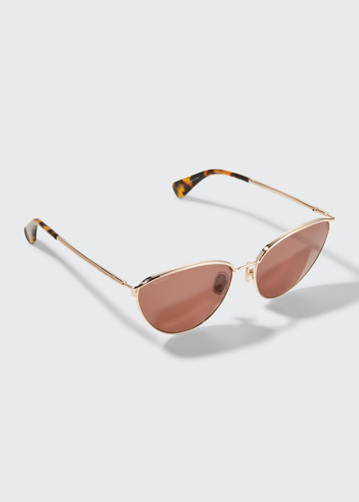 Shop Max Mara Cat-eye Metal Sunglasses In 53e Brown