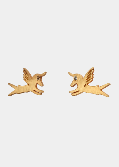 Shop Darius Pegasus Stud Earrings In Yg