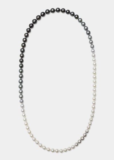 Shop Yutai Ombre Black Pearl Sectional Necklace In Platinum