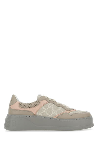Gucci Multicolor Gg Supreme Fabric And Leather Sneakers In Oat Beige And  Light Rose | ModeSens