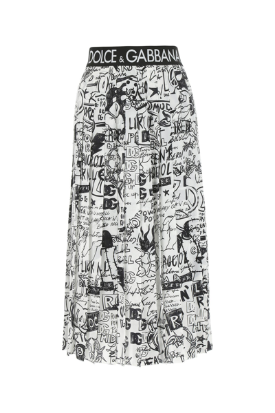 Shop Dolce & Gabbana Printed Silk Skirt Printed  Donna 44