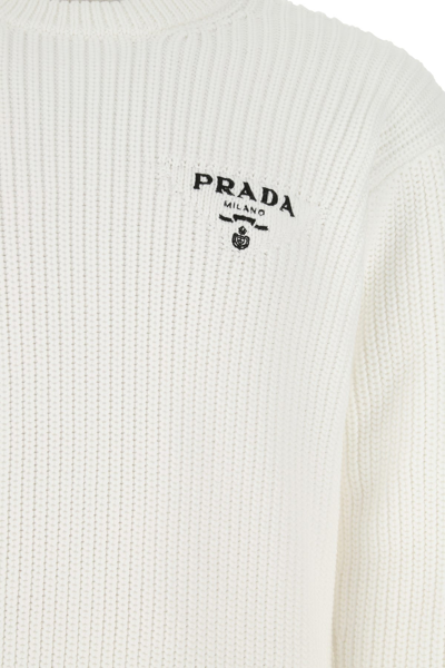 Prada White Cotton Sweater White Uomo 52 | ModeSens