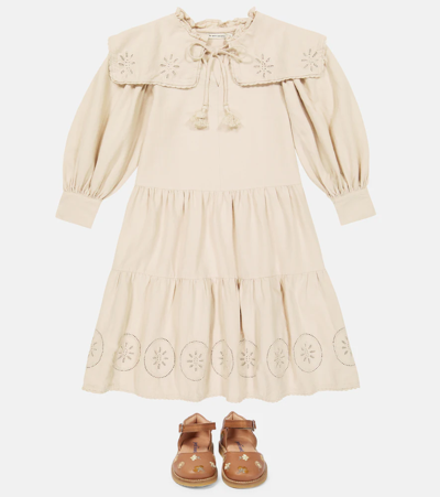 The New Society Geraldine Embroidered Midi Dress In Sand