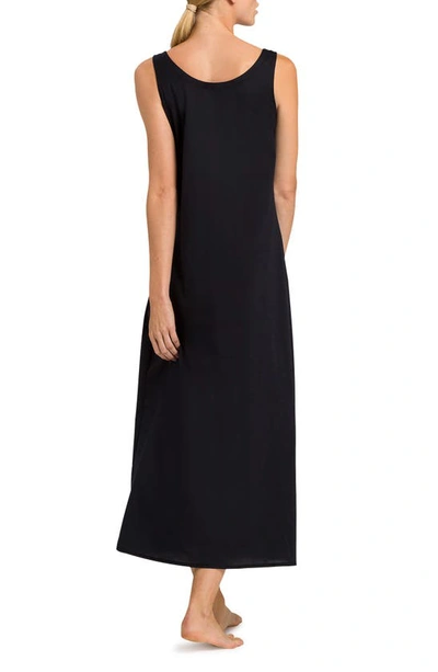 Shop Hanro Deluxe Mercerized Pima Cotton Nightgown In Black