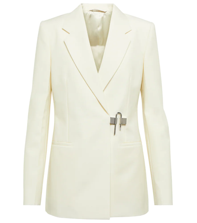 Shop Givenchy Padlock Wool-blend Blazer In Ivory