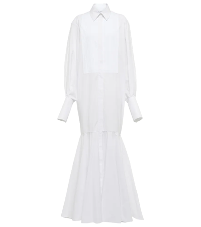 Shop Alaïa Cotton Poplin Maxi Shirt Dress In Blanc