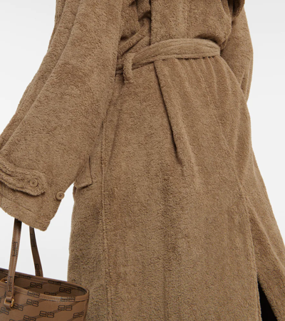Shop Balenciaga Towel Cotton Terry Trench Coat In Dune