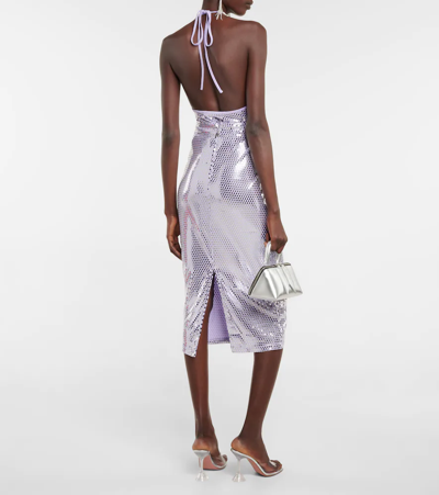 Shop Rotate Birger Christensen Hermony Sequined Midi Skirt In Lavender