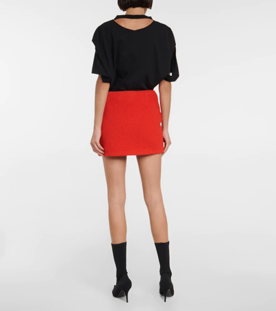 Shop Y/project Embellished Wool-blend Miniskirt In Scarlet