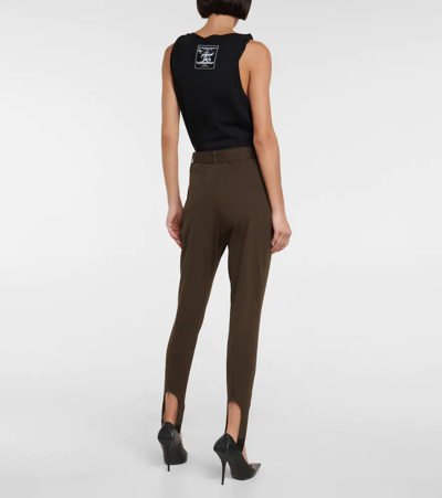Shop Y/project Belted High-rise Stirrup Pants In Olive