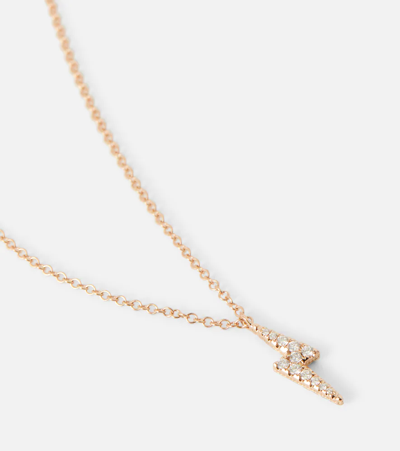 Shop Maria Tash Lightning Bolt 18kt Rose Gold Reversible Necklace With White And Black Diamonds