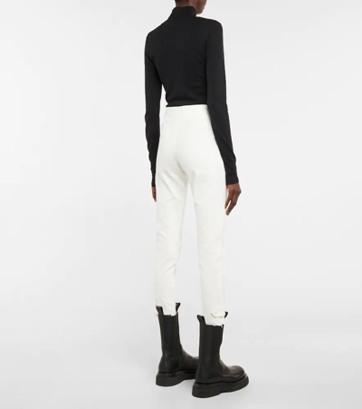 Shop Moncler Stretch-jersey Skinny Pants In White