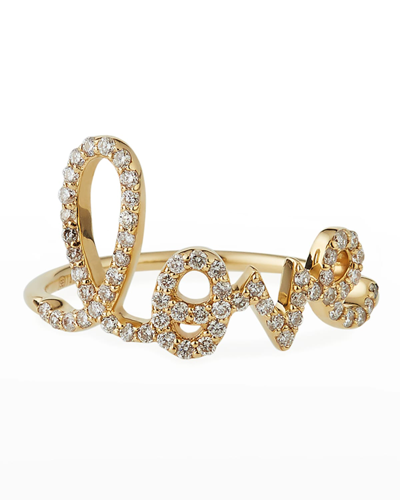 Shop Sydney Evan Large Love 14k Gold Ring With Diamonds