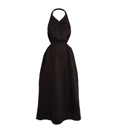 Shop Allsaints Linen-cotton Ludo Midi Dress In Black