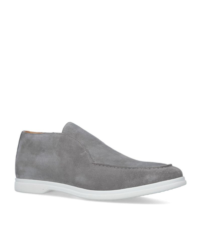 Shop Eleventy Suede Slip-on Boots In Grey