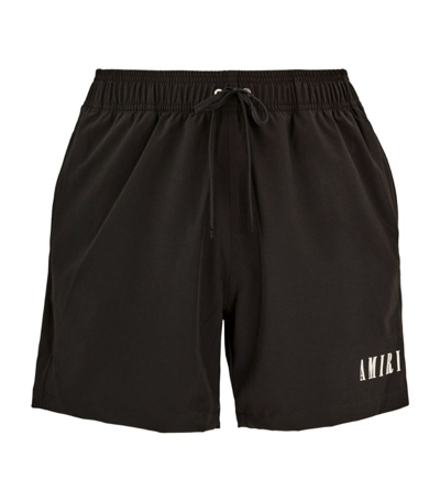 Shop Amiri Logo Swim Shorts In Black