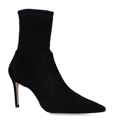 Shop Stuart Weitzman Suede Stretch Ankle Boots 85 In Black
