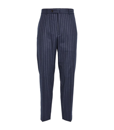 Shop Kenzo Wool Striped Trousers In Navy