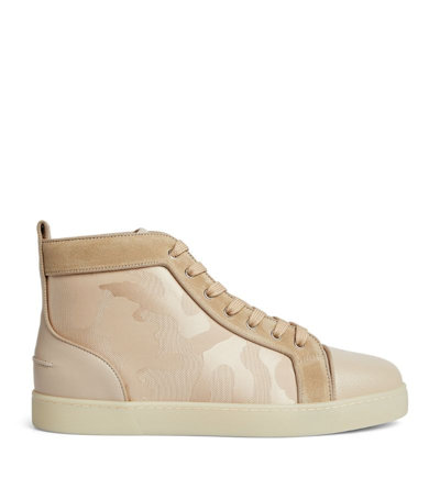 Shop Christian Louboutin Louis Orlato Leather High-top Sneakers In Brown