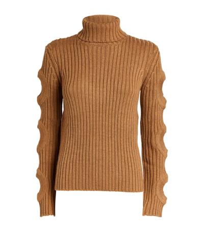 Shop Jw Anderson Cut-out Detail Sweater In Beige