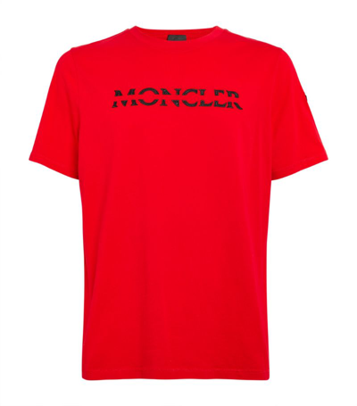 Shop Moncler Cotton Logo Print T-shirt In Burgundy