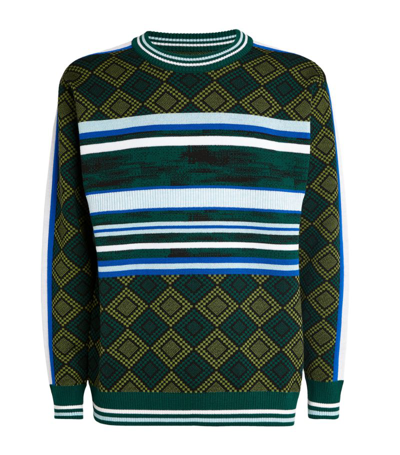 Shop Ahluwalia Merino Geometric Striped Sweater In Green
