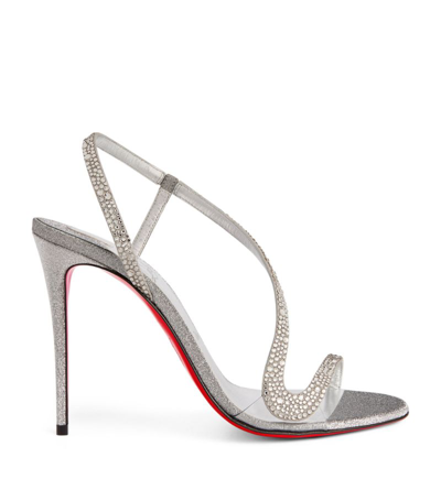 Shop Christian Louboutin Rosalie Strass Sandals 100 In Silver