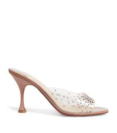 Shop Christian Louboutin Degramule Embellished Mules 85 In Nude