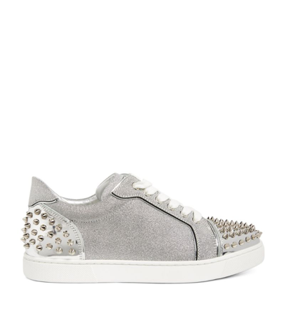 Vieira 2 - Low-top sneakers - Glittered calf leather and spikes - Silver - Christian  Louboutin