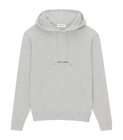 Shop Saint Laurent Logo Hoodie In Grey