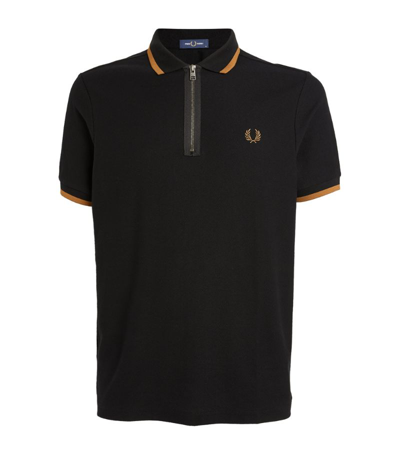 Shop Fred Perry Half-zip Polo Shirt In Black