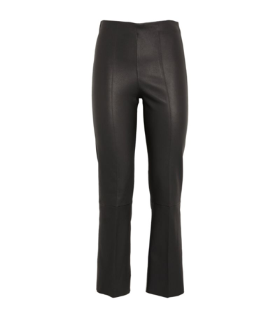 Shop By Malene Birger Leather Florentina Trousers In Black