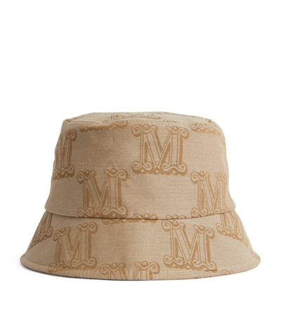 Shop Max Mara Logo Print Bucket Hat In Brown