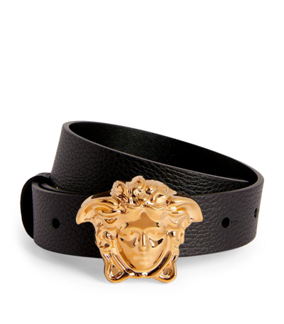 Shop Young Versace Versace Kids Leather Medusa Belt In Black