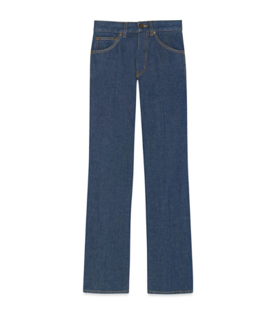 Shop Saint Laurent Clyde Mid-rise Straight Jeans In Blue