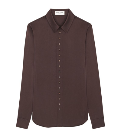 Shop Saint Laurent Silk Shirt In Brown