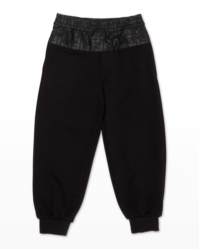Shop Fendi Boy's Monogram Sweatpants In F0gme Black