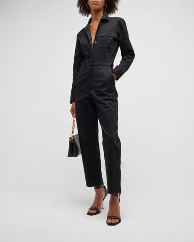 Shop Rivet Utility Bigwig Cotton Straight-leg Jumpsuit In Black