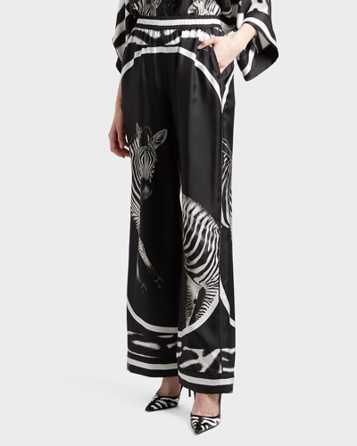 Shop Dolce & Gabbana Zebra-print Silk Twill Pajama Pants In Black