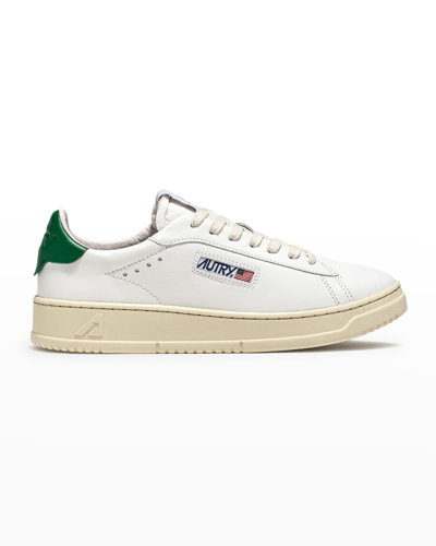 Shop Autry Dallas Low-top Bicolor Leather Sneakers In White Green