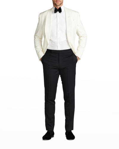 Shop Ralph Lauren Men's Aston Piqué Bib French Cuff Dress Shirt In White