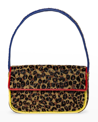 Shop Staud Tommy Floral Shoulder Bag In Leopard