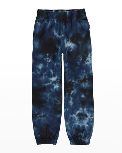 Shop Molo Boy's Adan Tie Dye Sweatpants In Black Blue Dye