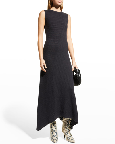 Shop Tse Cashmere Sleeveless Handkerchief Cashmere Midi Dress In Obsidian