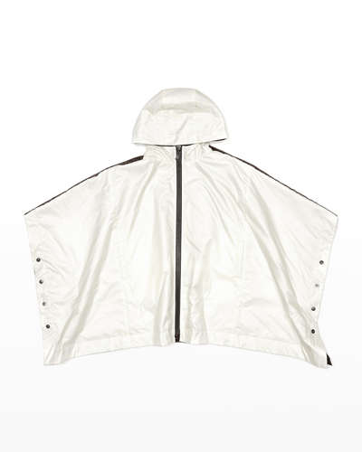 Shop Fendi Girl's Reversible Hooded Cape In F1c5g White