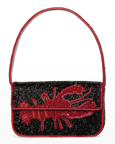 Shop Staud Tommy Floral Shoulder Bag In Lobster