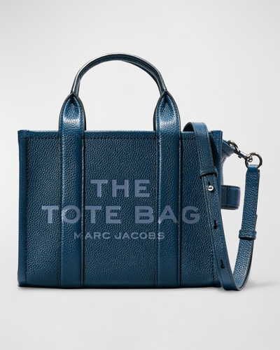 Shop Marc Jacobs The Leather Mini Tote Bag In Blue Sea