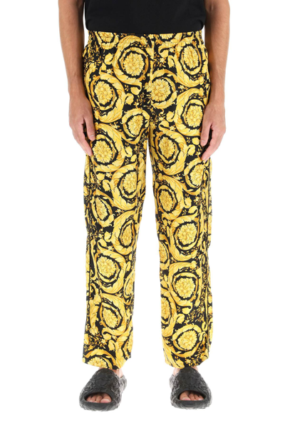 Shop Versace 'barocco' Silk Pajamas Pants In Multicolor