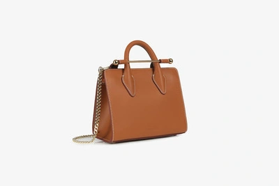 Shop Strathberry Top Handle Leather Mini Tote Bag In Tan