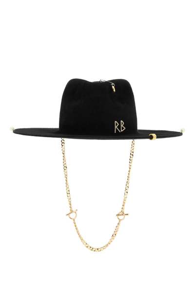 Shop Ruslan Baginskiy Piercing Chain Strap Fedora Hat In Black